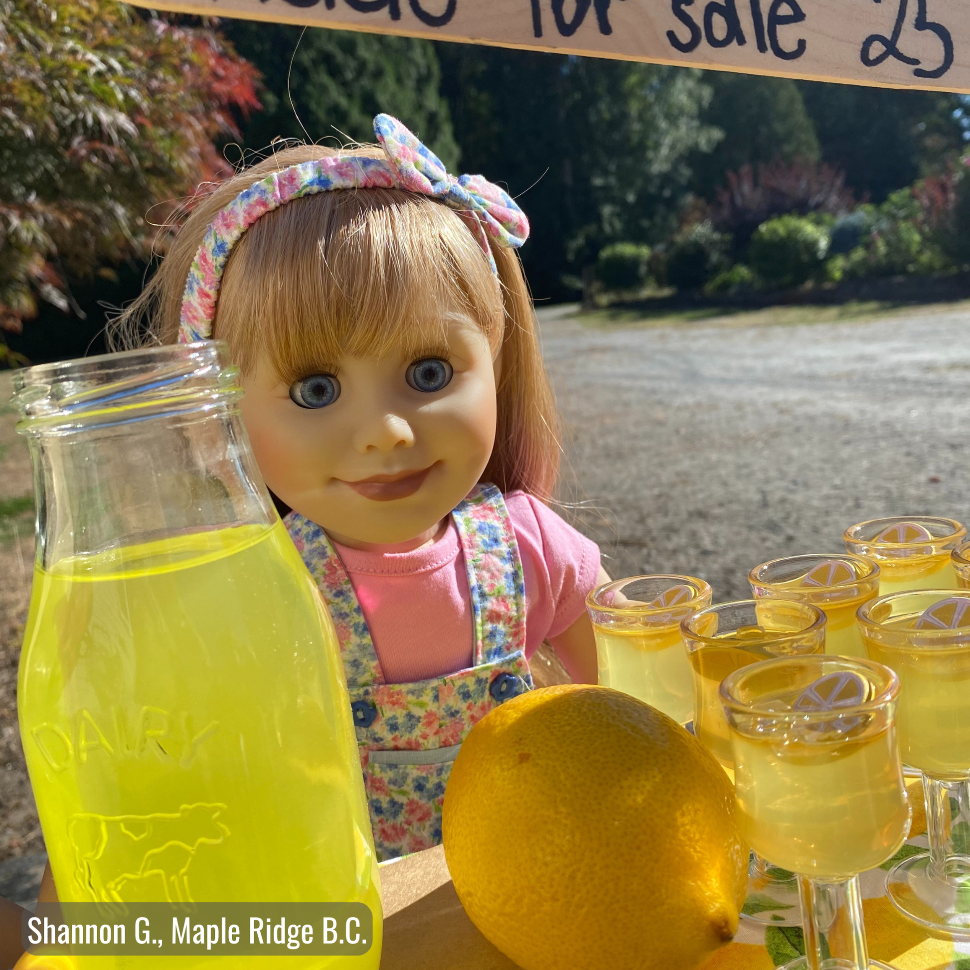 18-inch doll with Glass of Lemonade
