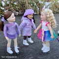 shiny pale lavender puffy coat on 18-inch doll