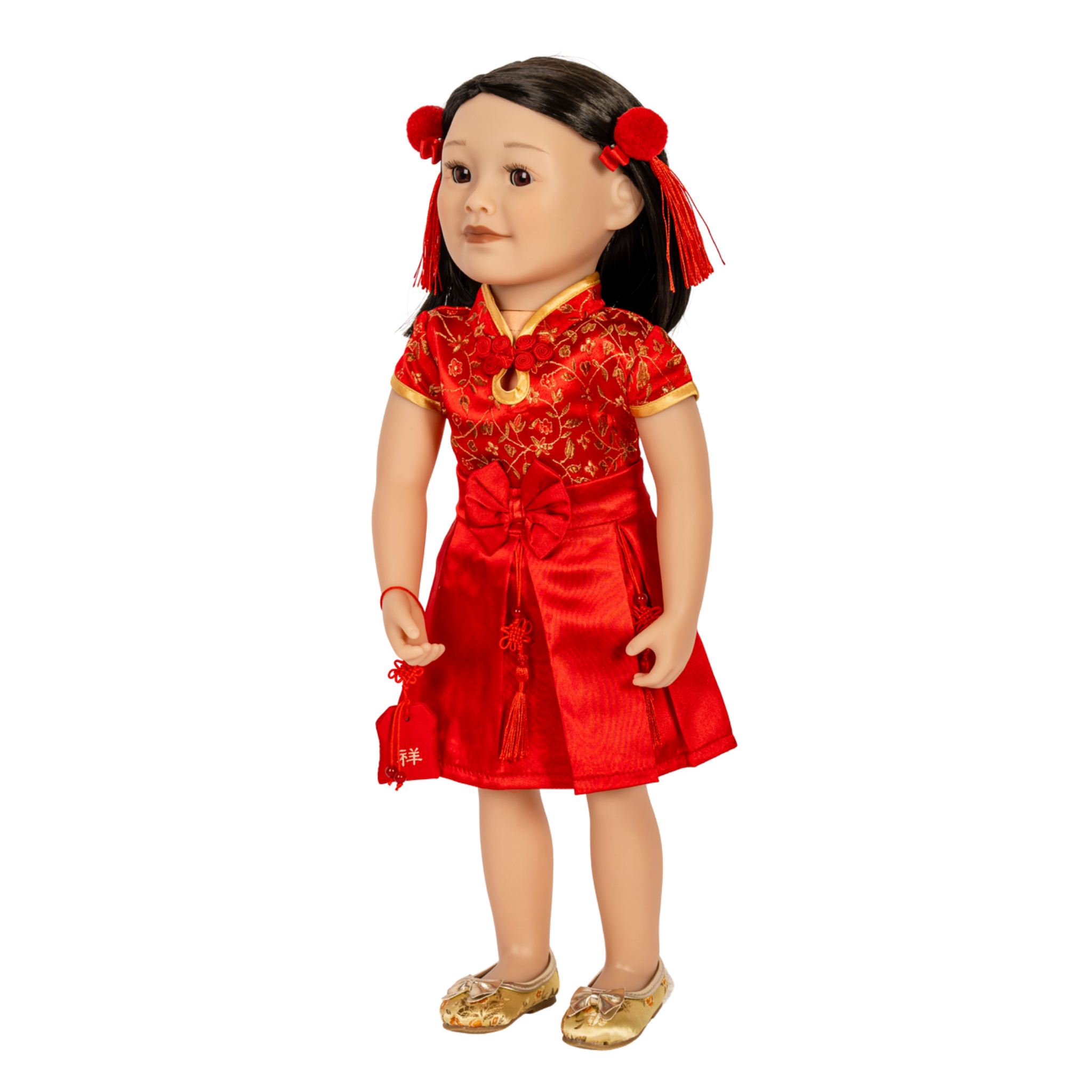 red lunar new year dress Outfit for 18-inch Dolls 20 120 112 Size:19.5 Amanda Uprichard Dress in denim_wash:Medium Wash