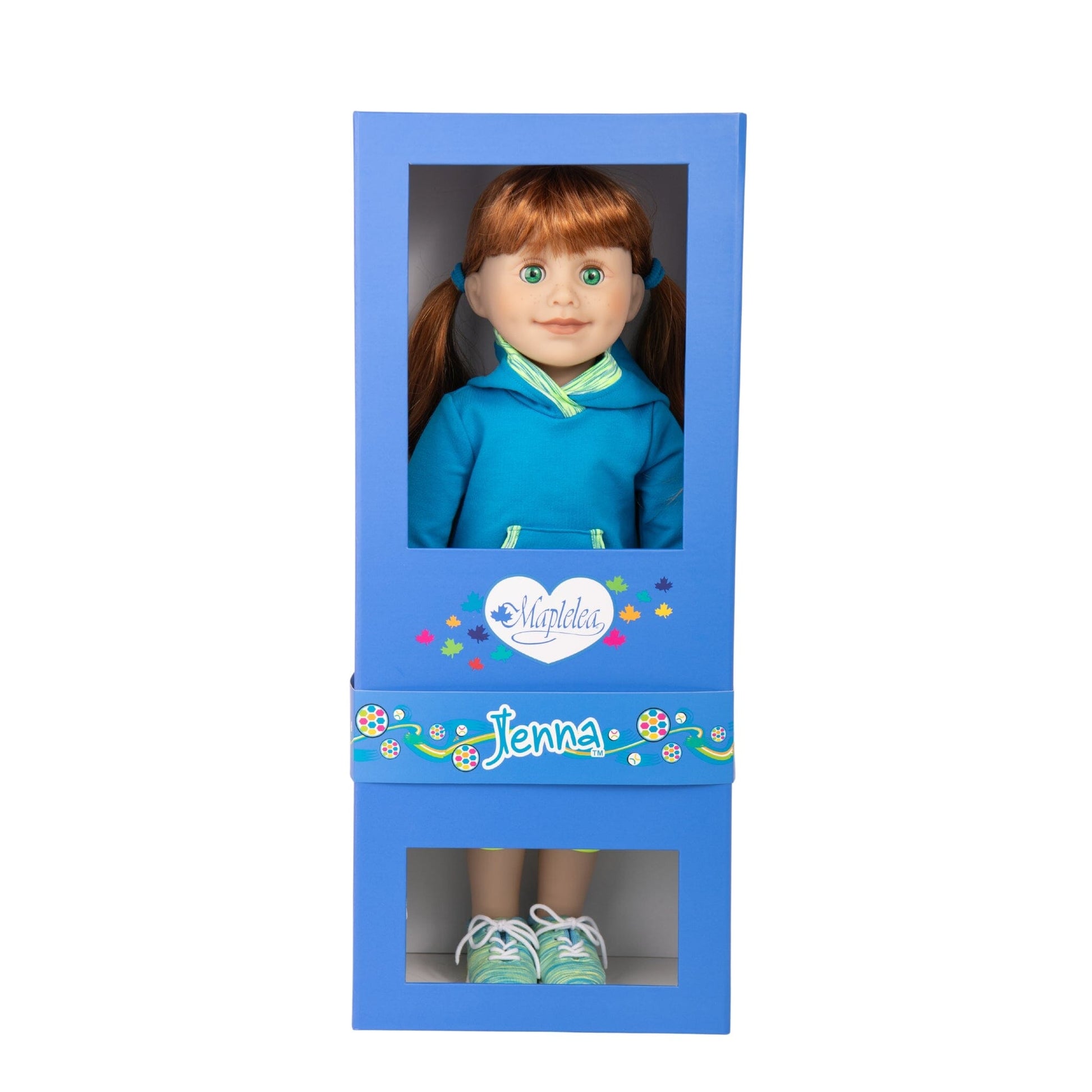 Jenna the red-head girl with green eyes and freckles comes from Nova Scotia displayed in her box