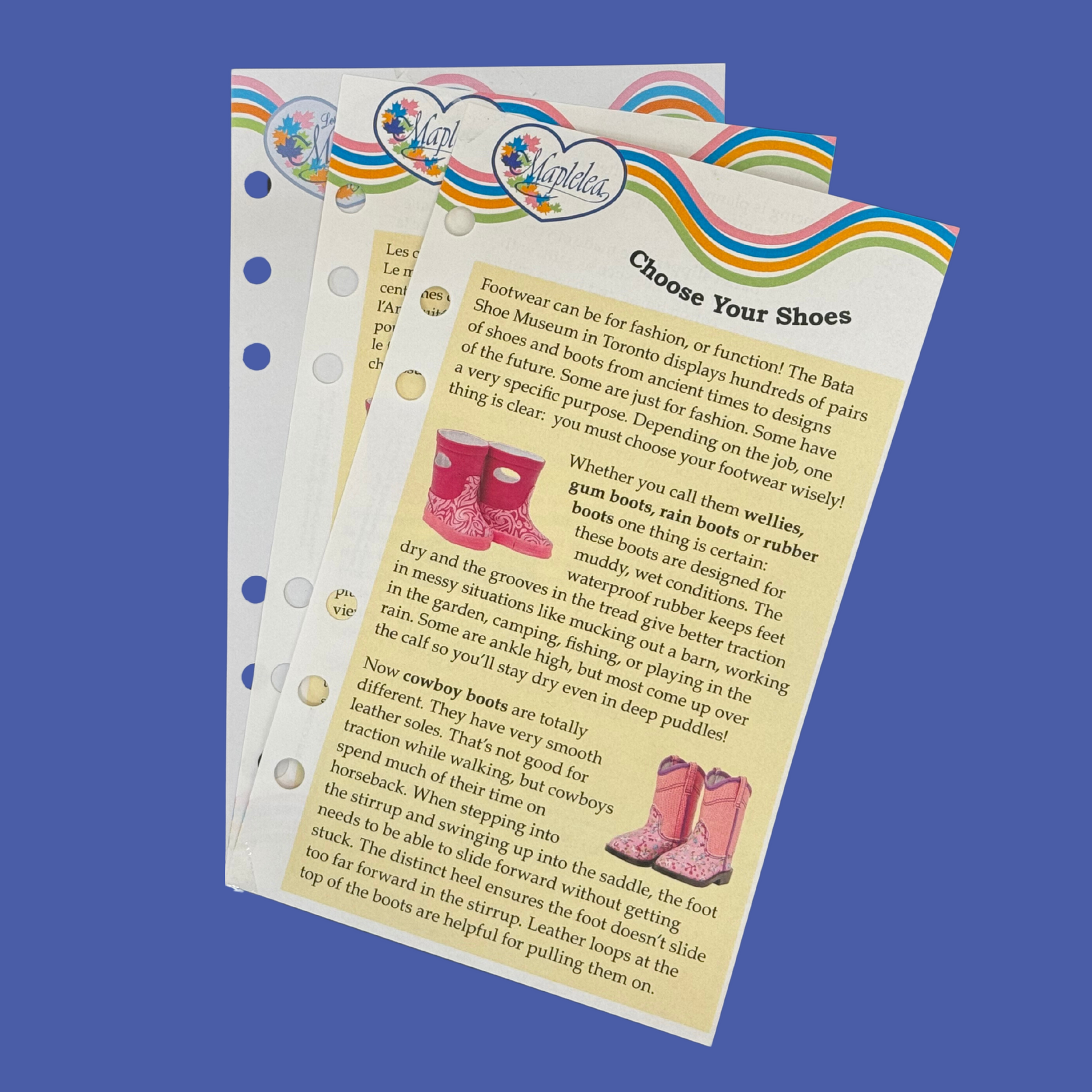 journal pages for all season boots