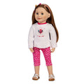 KM16 Criss Cross white sandals on 18-inch Maplelea doll in for the love of letters outfit