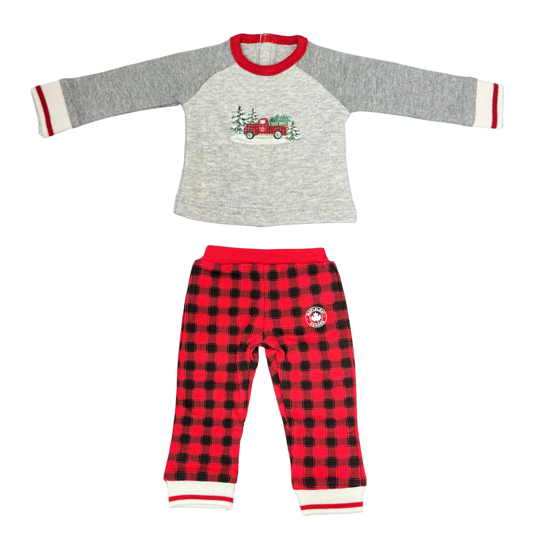 KM172 Festive Farm Truck pjs on Maplelea boy and girl doll