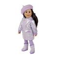 shiny pale lavender puffy coat hat and moon boots