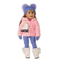KB44-Prairie Plush Jacket Set on Maplelea Brianne doll-fluffy Winter White Snow Boots cute hat mitts