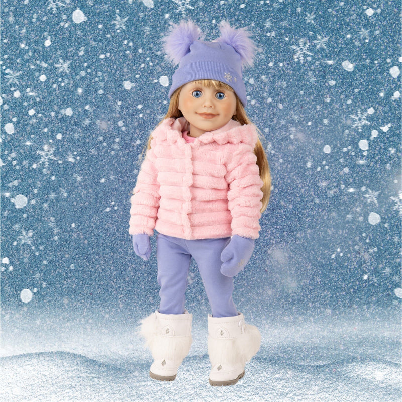 KB44-Prairie Plush Jacket Set on Brianne doll-Winter White Snow Boots