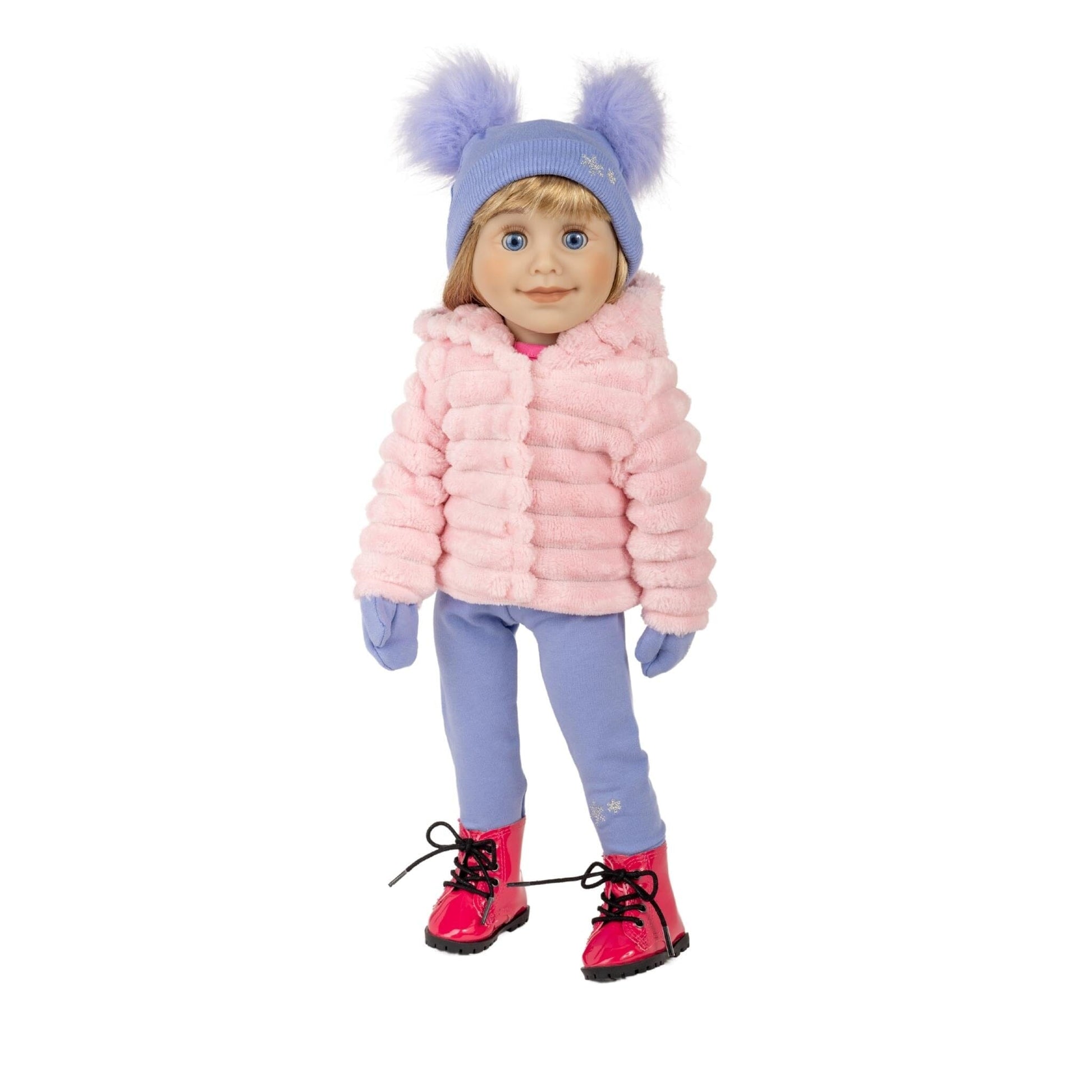 KB44-Prairie Plush Jacket Set on Maplelea Brianne doll with Boots cute hat mitts
