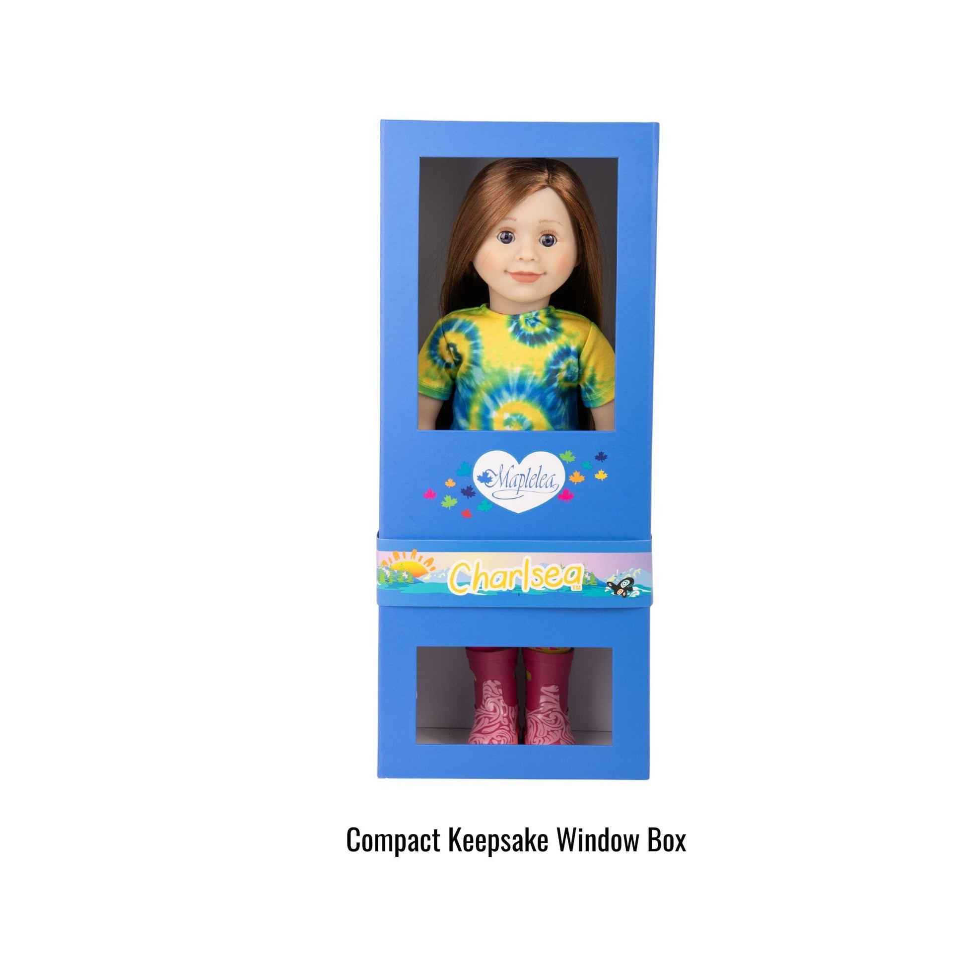 Maplelea 18 inch doll Charlsea in her starter outfit in keepsake box