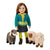 Outstanding quality sweater outfit for 18-inch dolls with denim skirt t-shirt cardigan and tights