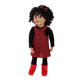 18-inch doll wearing the rural roots dress set