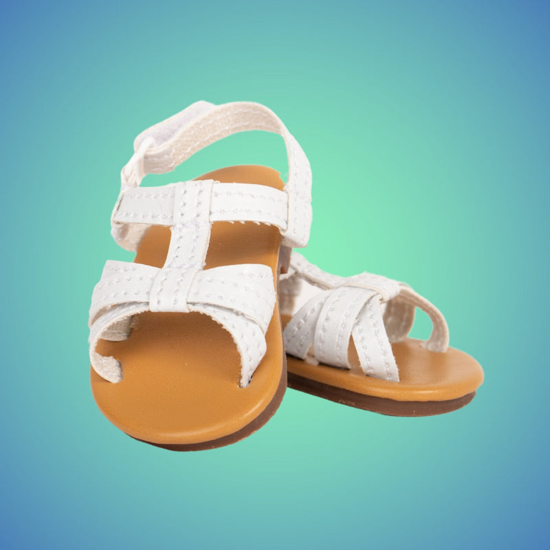 white strappy sandals for 18-inch dolls