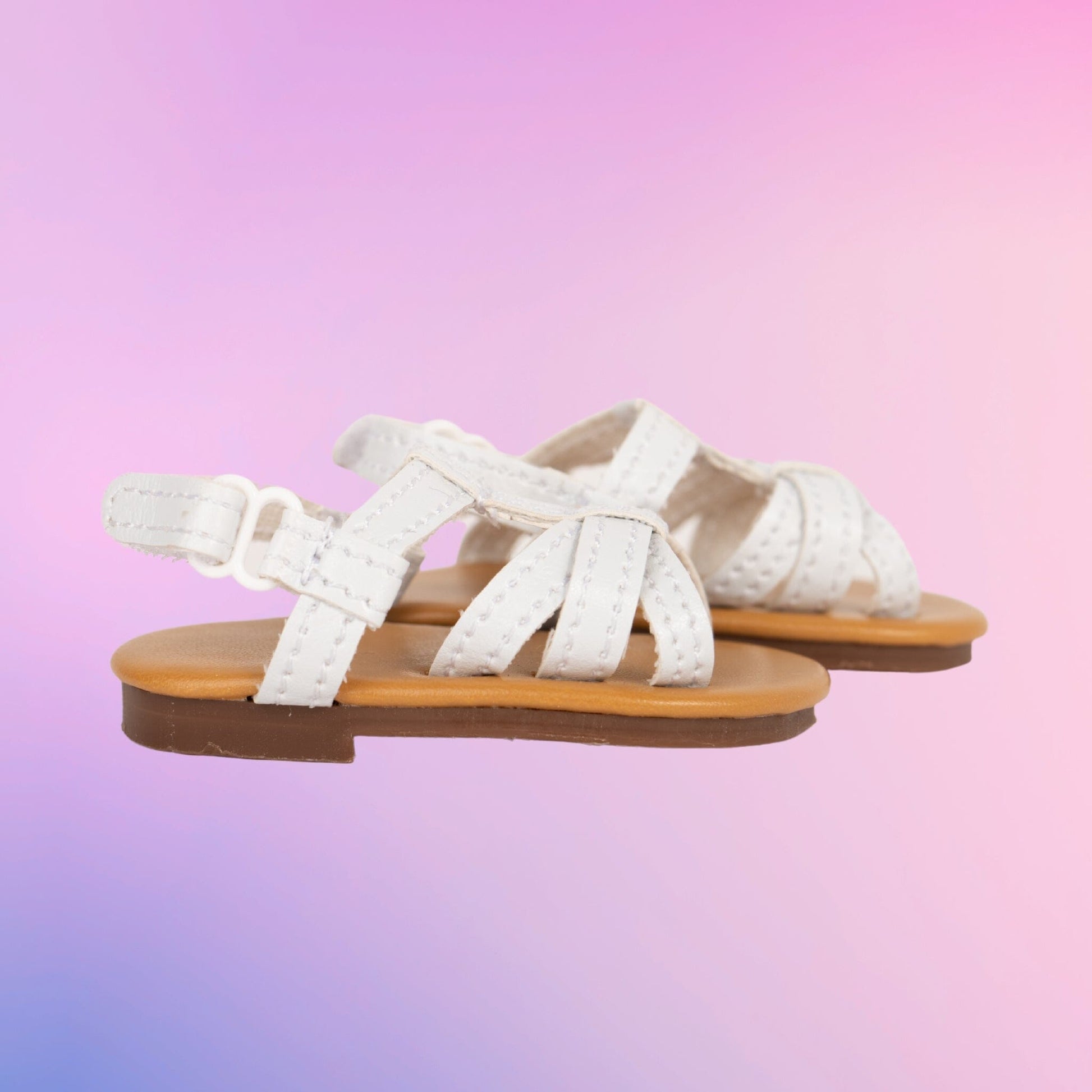 white strappy sandals for 18-inch dolls