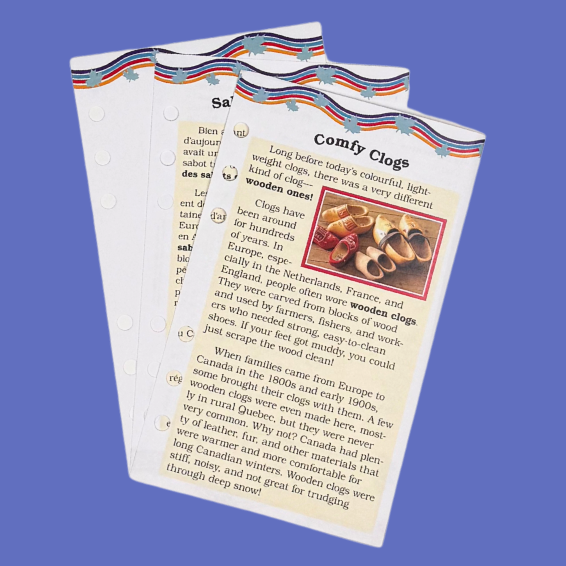 Journal pages for white clog shoes for 18-inch dolls.