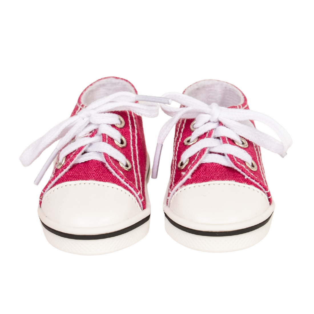 Pair of fuchsia sneakers with white laces for 18-inch dolls