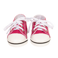 Pair of fuchsia sneakers with white laces for 18-inch dolls