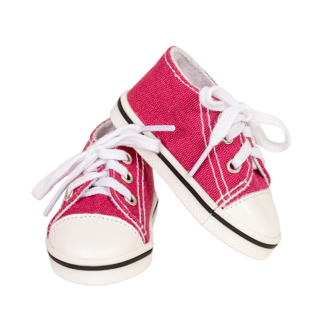 Pair of fuchsia sneakers with white laces for 18-inch dolls