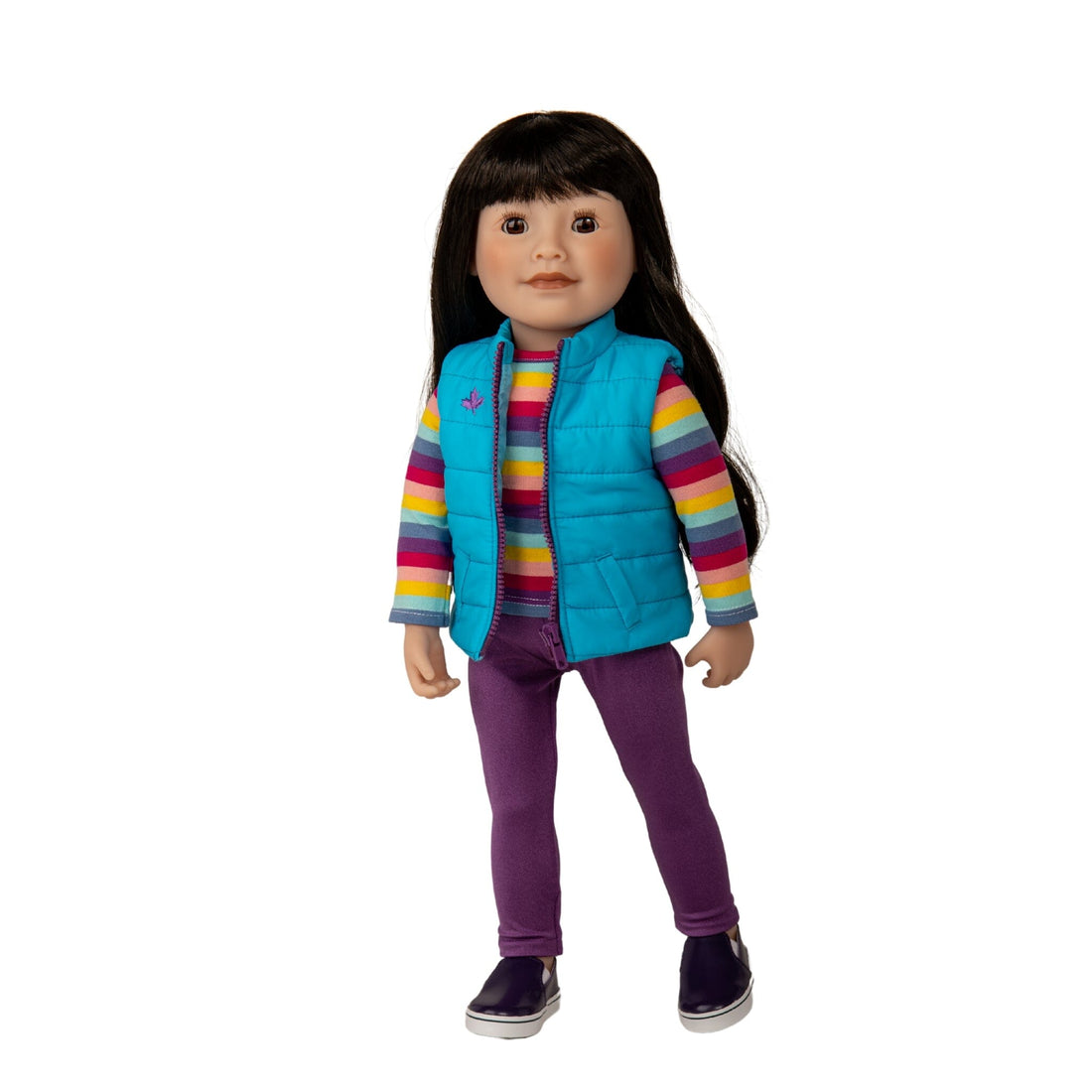 Canadian Girl 18-inch Doll with curly black hair, dark skin and brown eyes