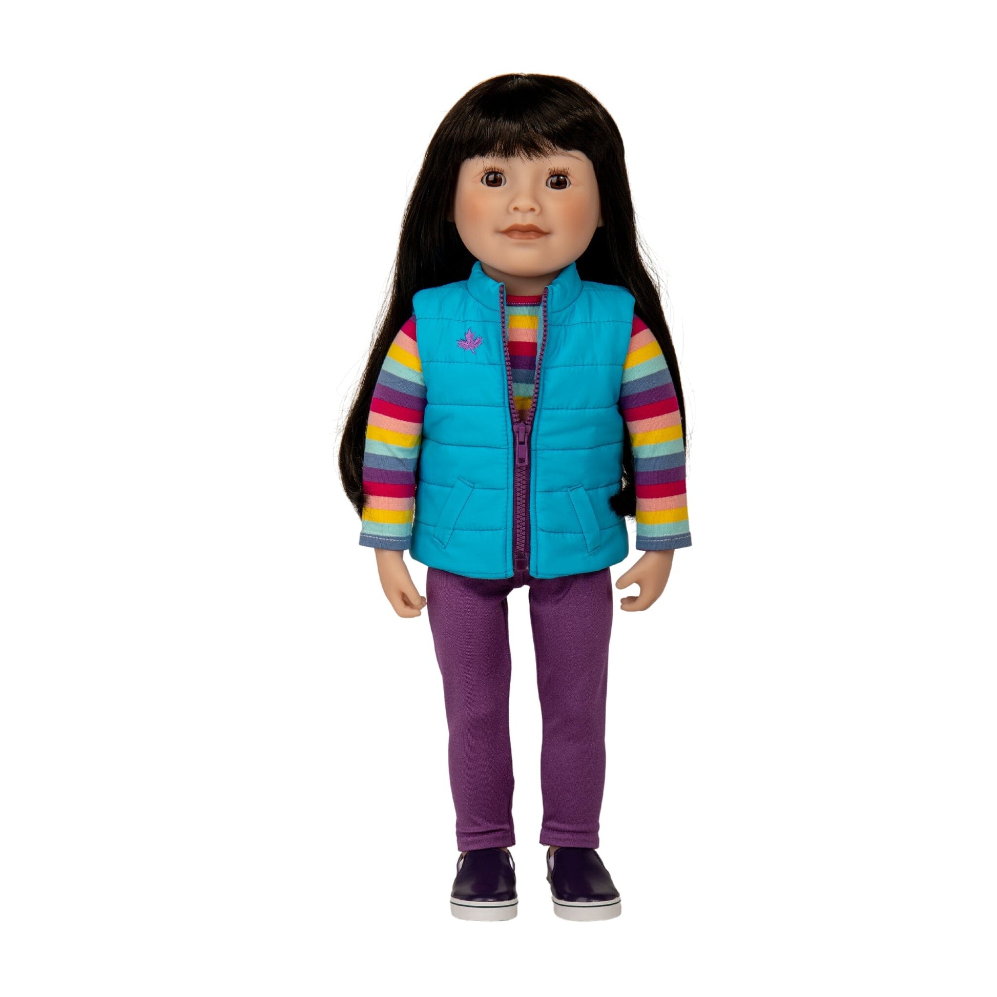 Canadian Girl 18-inch Doll with curly black hair, dark skin and brown eyes