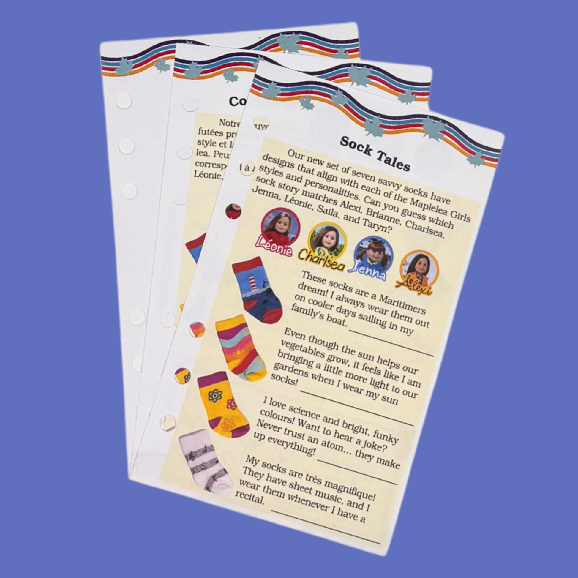 Journal pages for 18-inch doll socks.