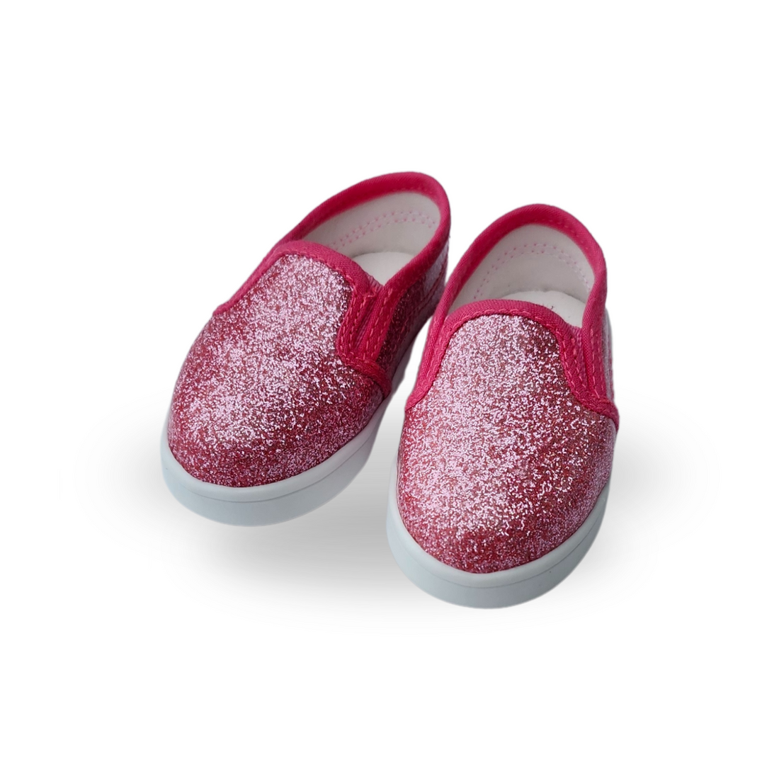 Front view of maplelea swan river slip-on doll shoes.