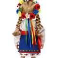 back of 18-inch doll in multi piece Ukrainian dance outfit