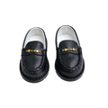 detail image of Kensington chunky black loafers with gold star chain.