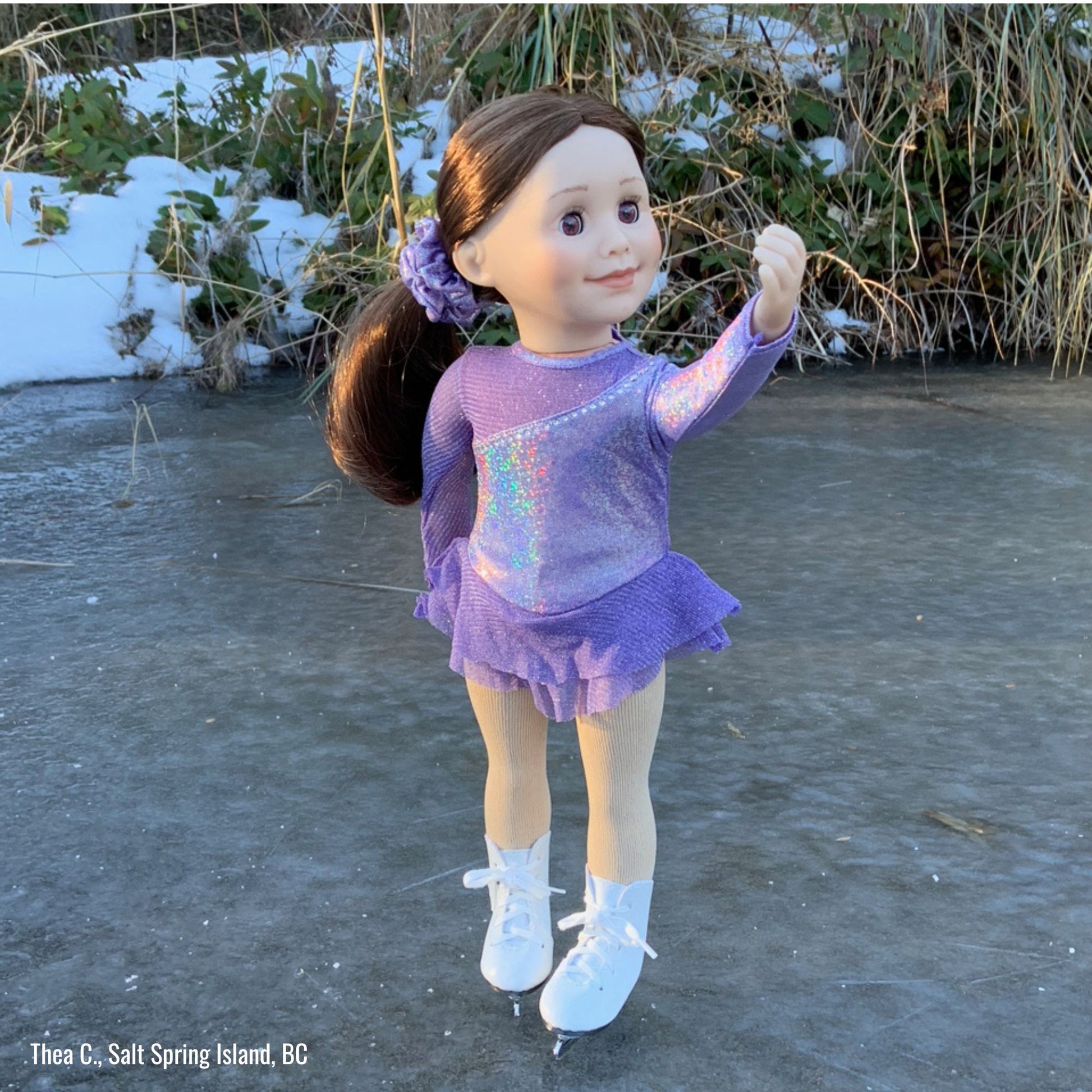 figure skating outfit for 18 inch dolls like Maplelea, American Girl, our Generation, My Life As.
