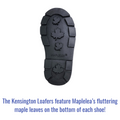Maplelea's black loafers feature the fluttering mapleleafs on the bottom of the shoe.