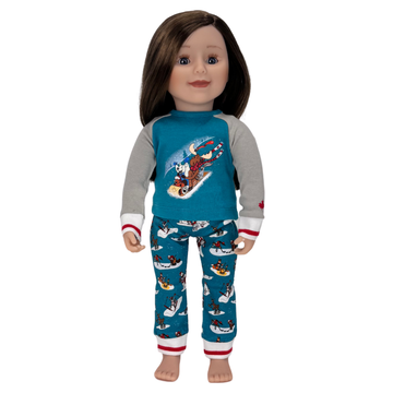 KMF36U-ES Maplelea Friend with long brown hair, light skin and blue-grey eyes in Slippery Slope PJs. No Story Journal. No Box.
