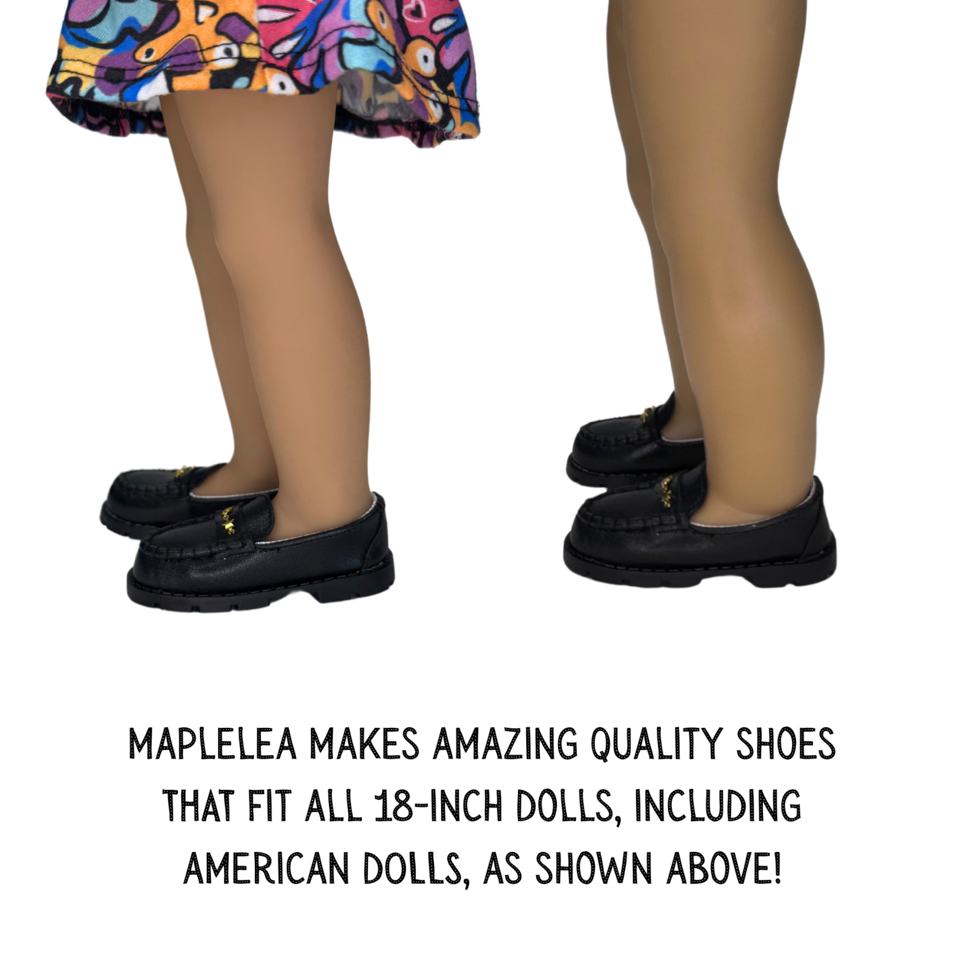 Maplelea footwear fits all 18-inch dolls including american girl dolls.