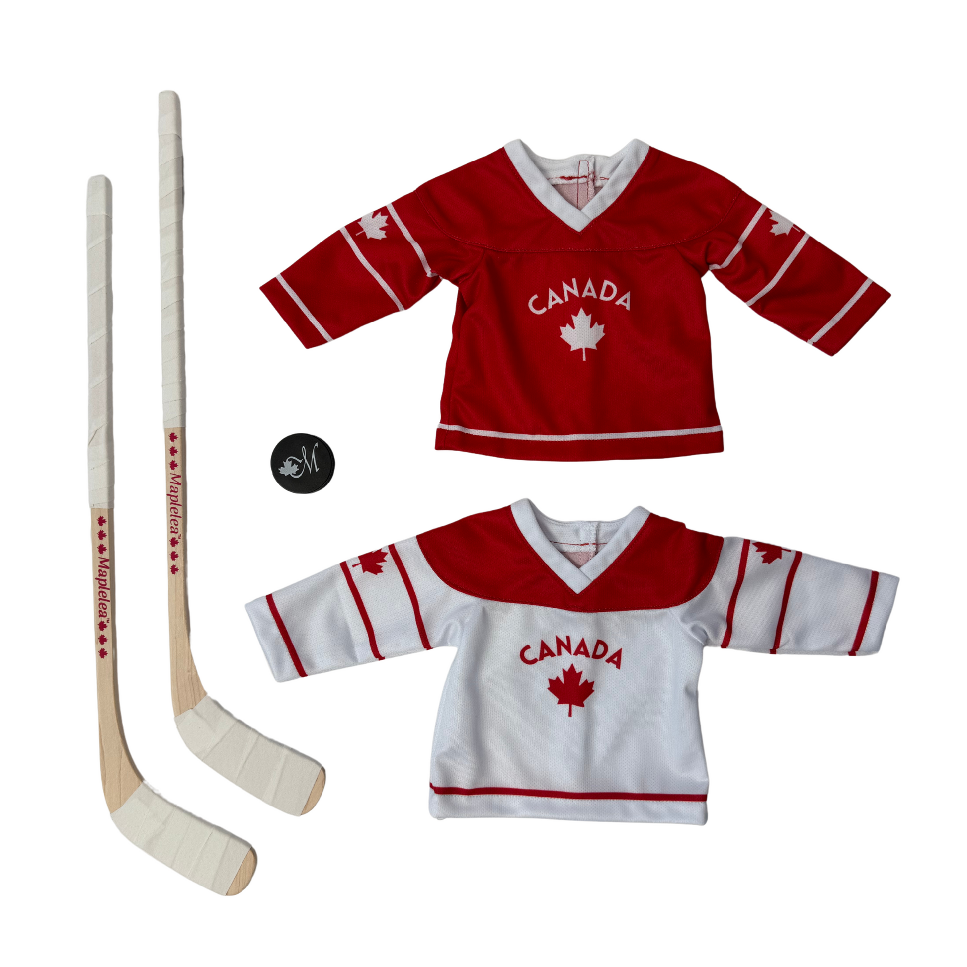flat image of pond hockey set