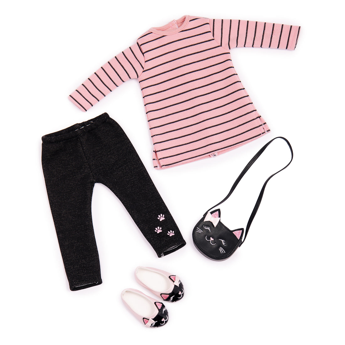 18-inch doll wearing whiskers and paws set