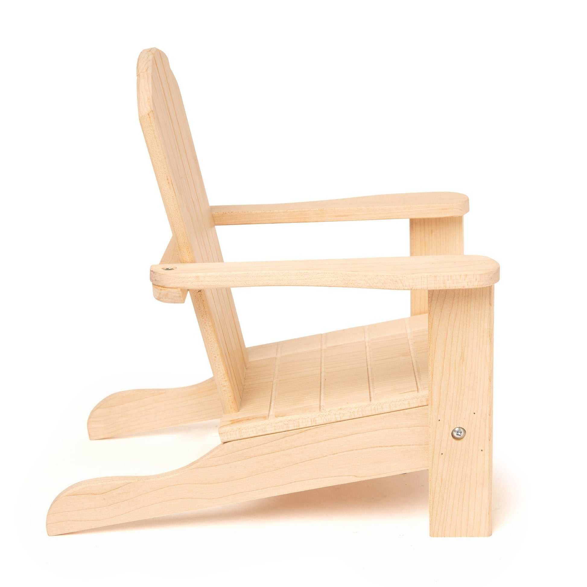 Side view of Maplelea Muskoka wood chair for 18-inch dolls Canada