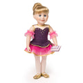 18-inch doll dressed in ballet outfit with ballet slippers