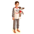 boy holding a stuffed sock moose with a Canadian scarf is 18 inches tall.