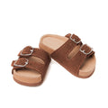 Brown double buckle summer sandals fit all 18 inch dolls.