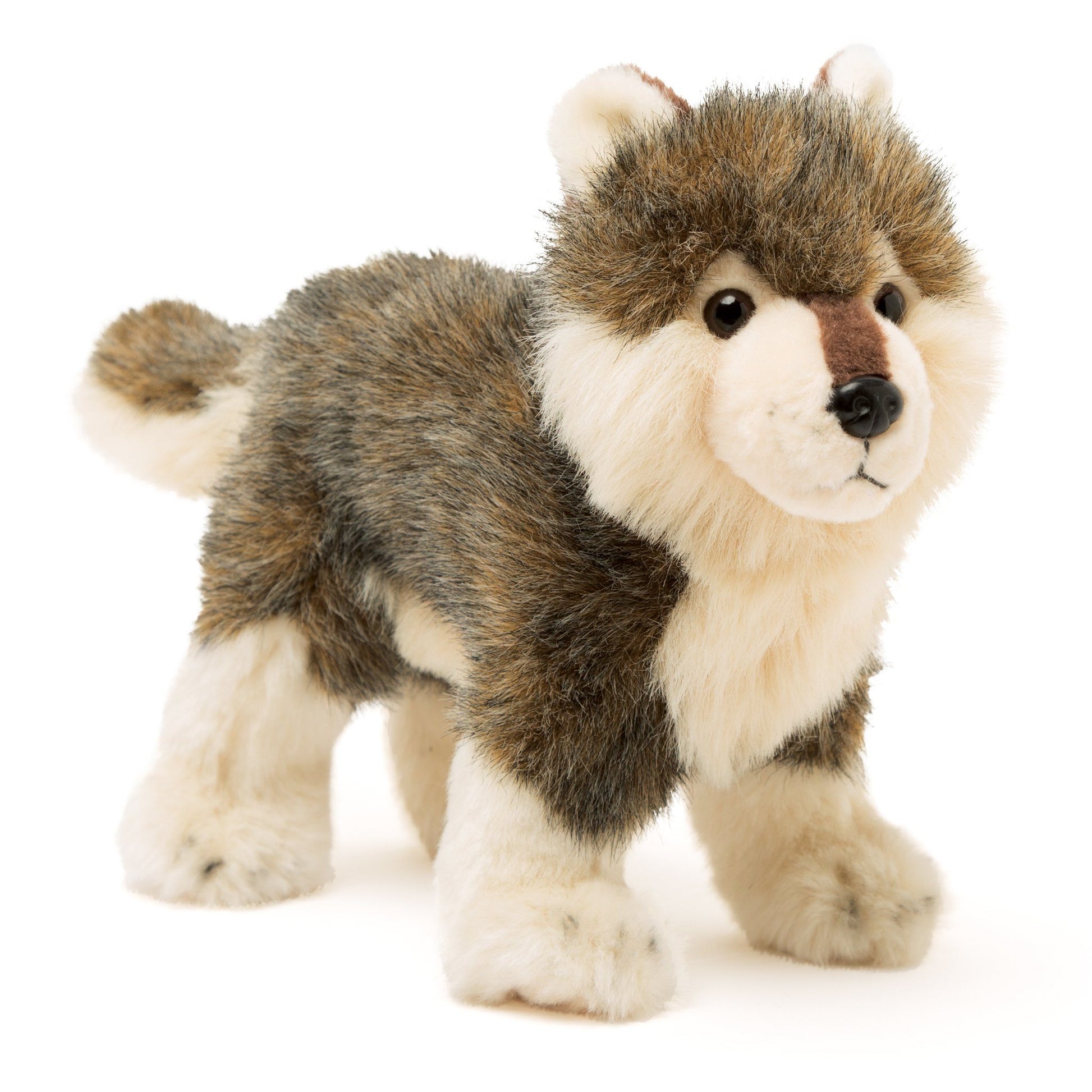 Nukilik plush mom dog has husky markings and personalized collar.