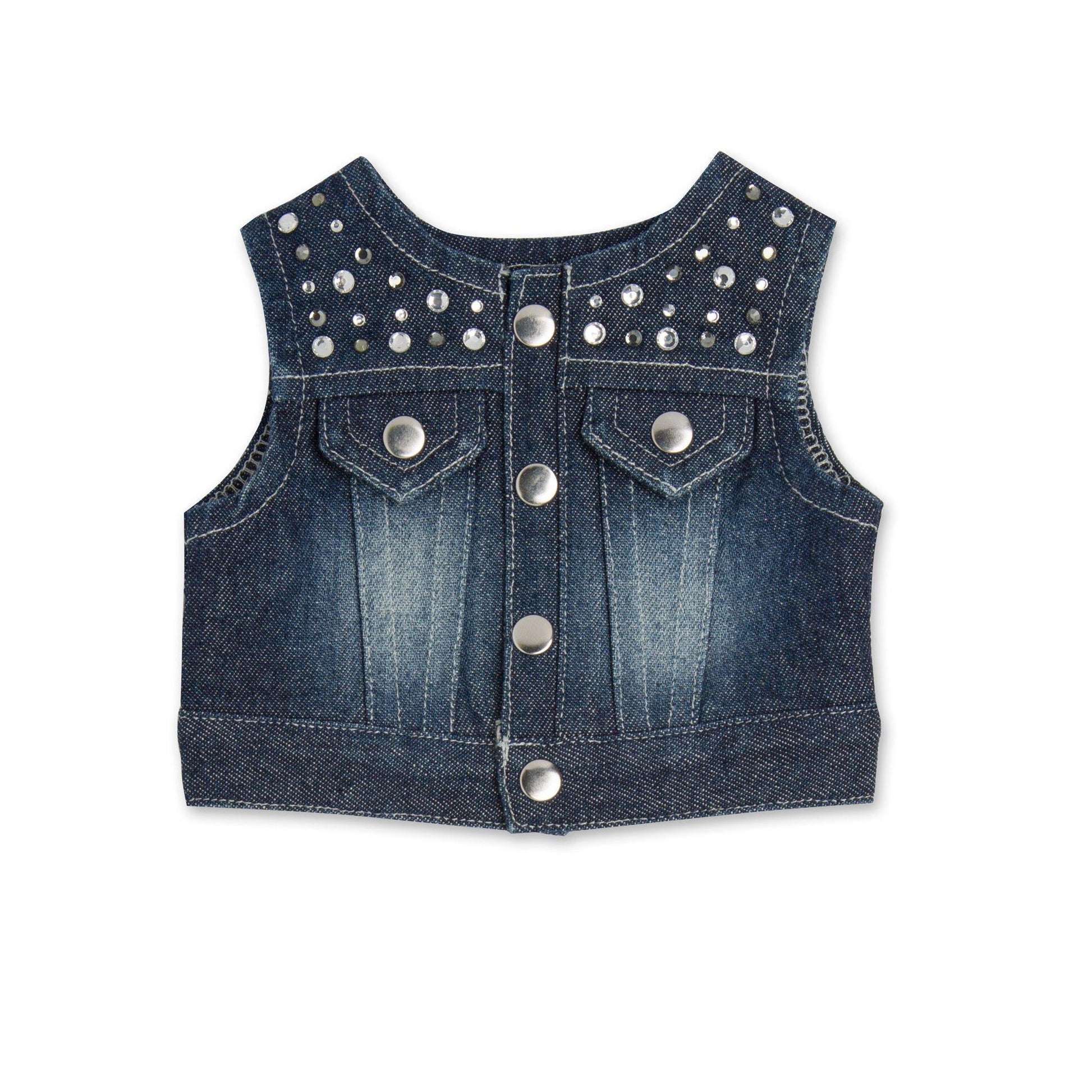 Stampede Style \denim studded vest fits all 18 inch dolls.