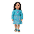 Cute 18-inch doll dress can be worn with sandals. Fits all 18