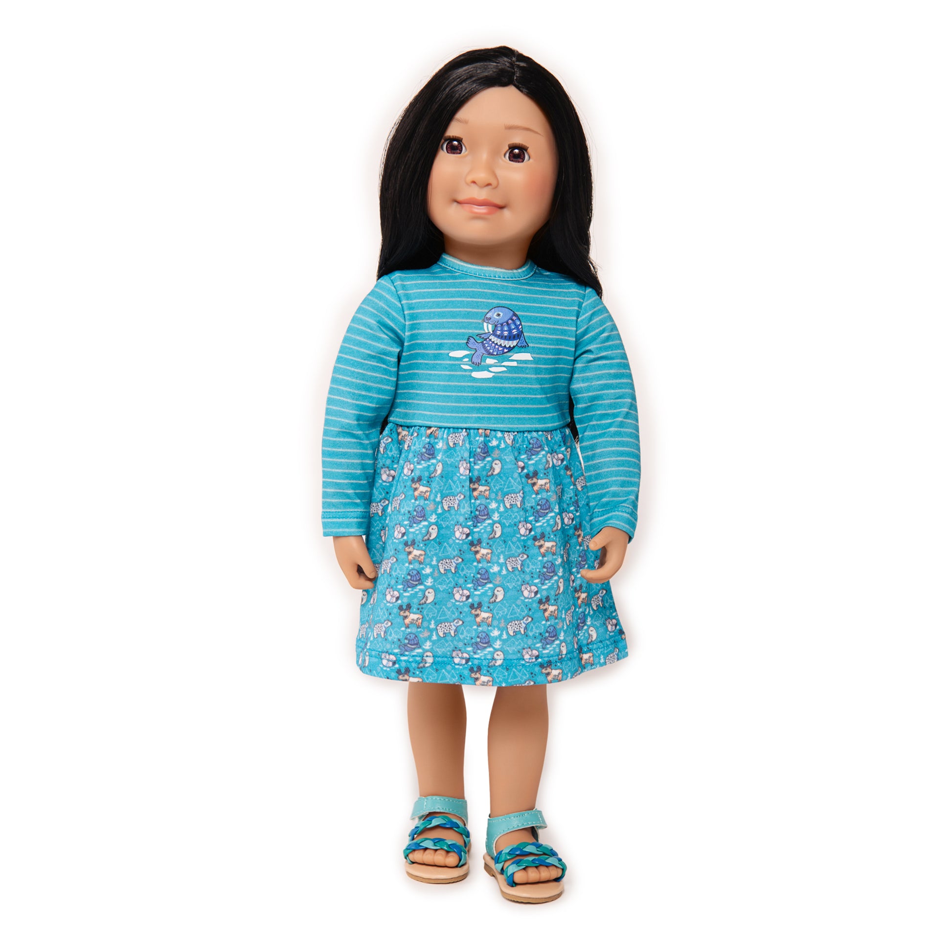 Cute 18-inch doll dress can be worn with sandals. Fits all 18" dolls including American dolls.