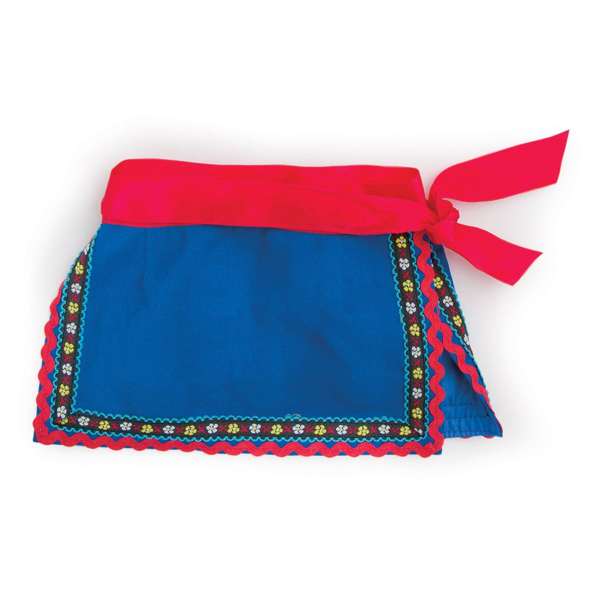 Ukrainian Dance outfit traditional blue apron with red sash belt fits all 18 inch dolls.