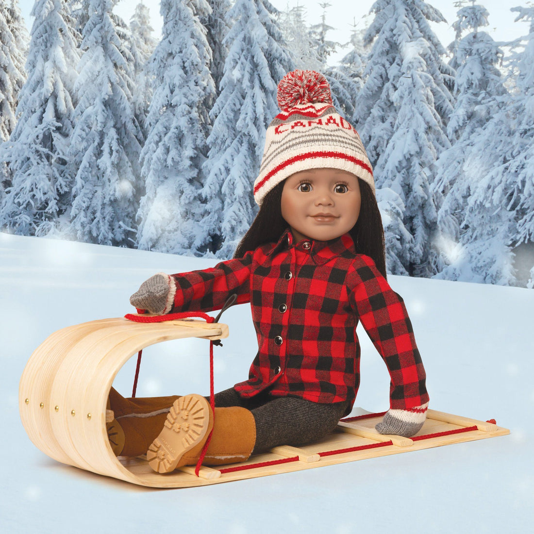 Wooden toboggan fits all 18 inch dolls.