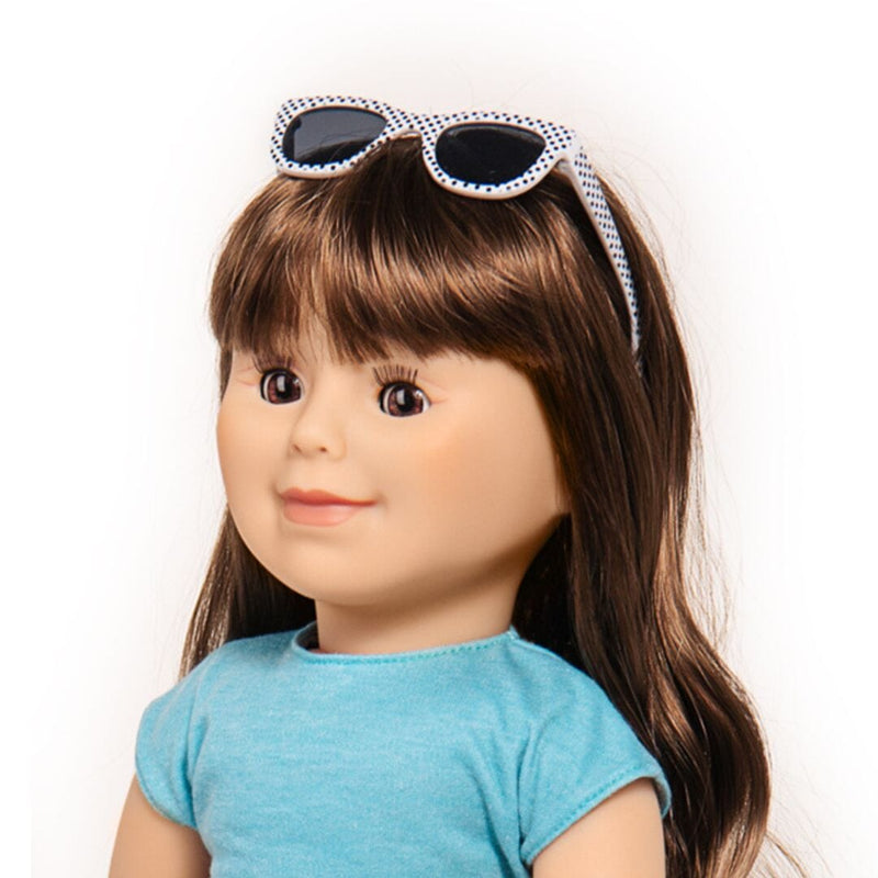 black and white polka doll sunglasses for 18 inch dolls like Maplelea and American dolls