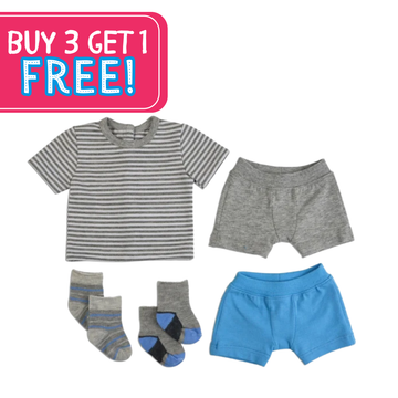 Ensemble de chaussettes, t-shirt et sous-vêtements Essentials pour poupées de 18 pouces 