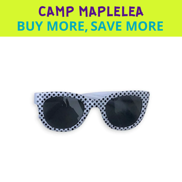 Lunettes de soleil noires et blanches pour poupées de 45 cm