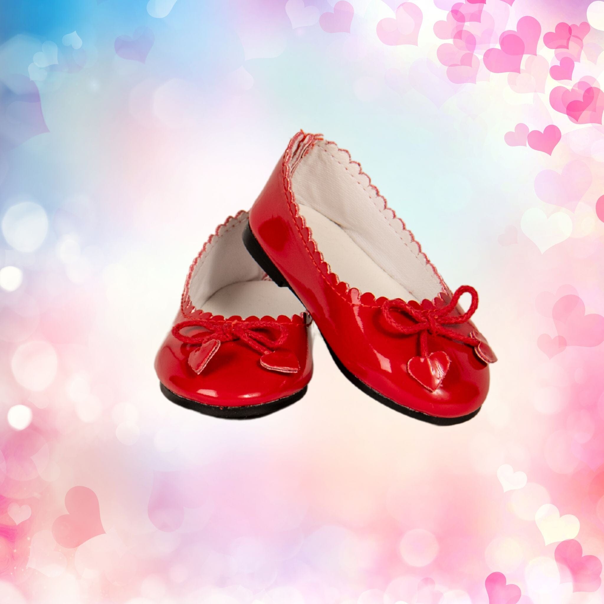 Heartstring Shoes- Red Ballet Flats for 18-inch Dollsfor 18-inch Dolls