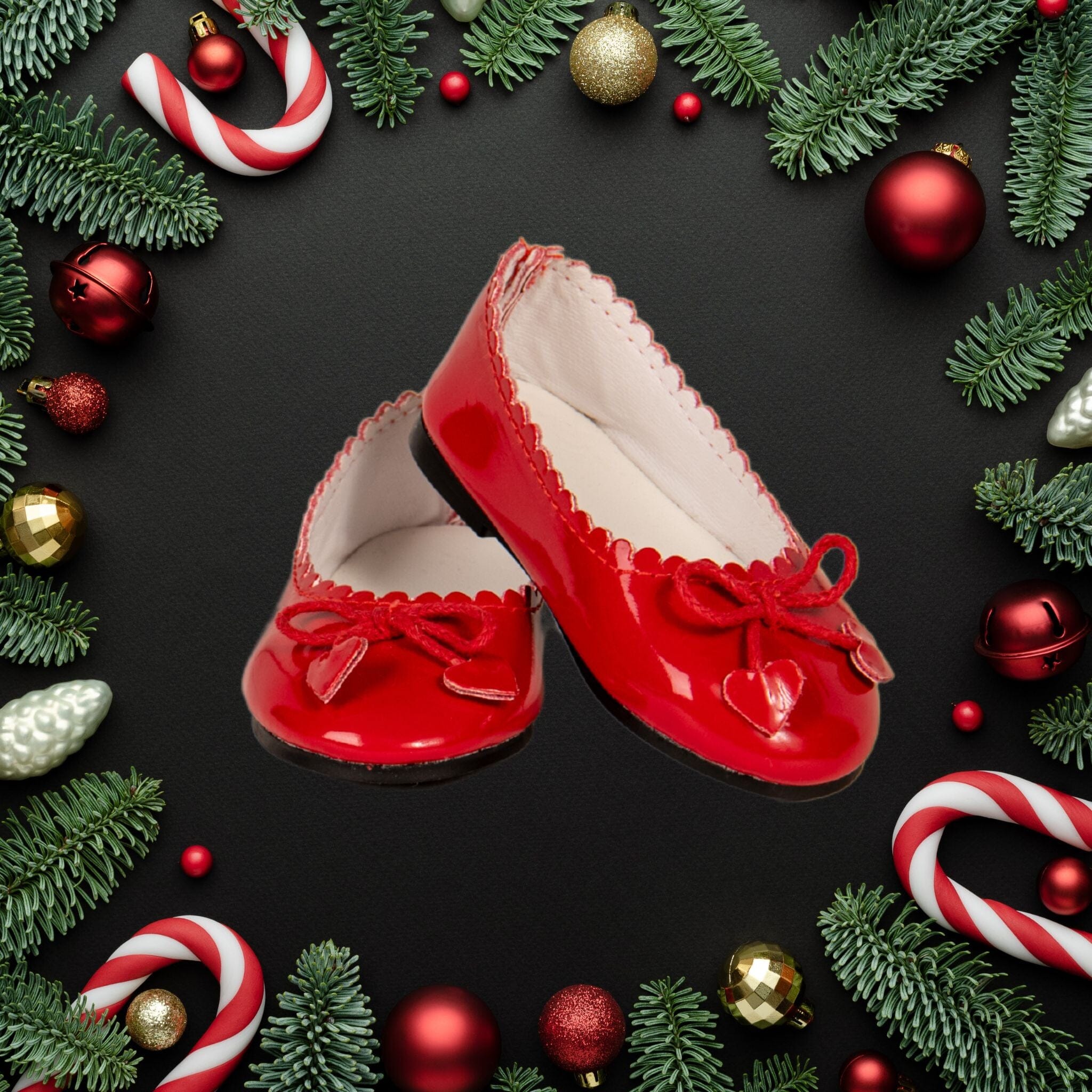 Heartstring Shoes- Red Ballet Flats for 18-inch Dollsfor 18-inch Dolls