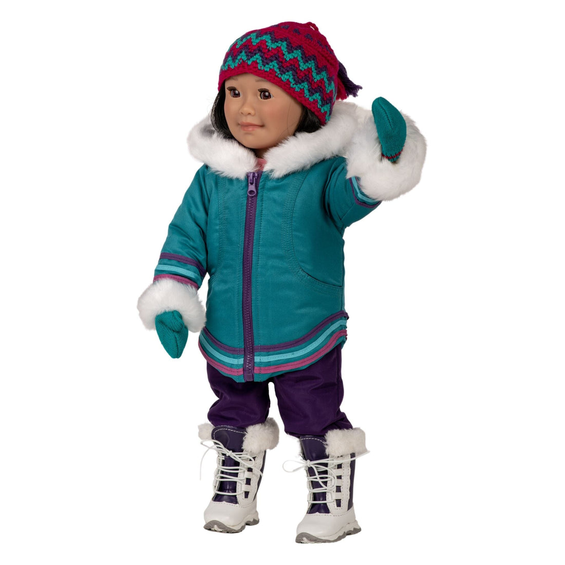 Arctic Hat & Mitts - Traditional Inuit Style Hat for 18-inch Dolls