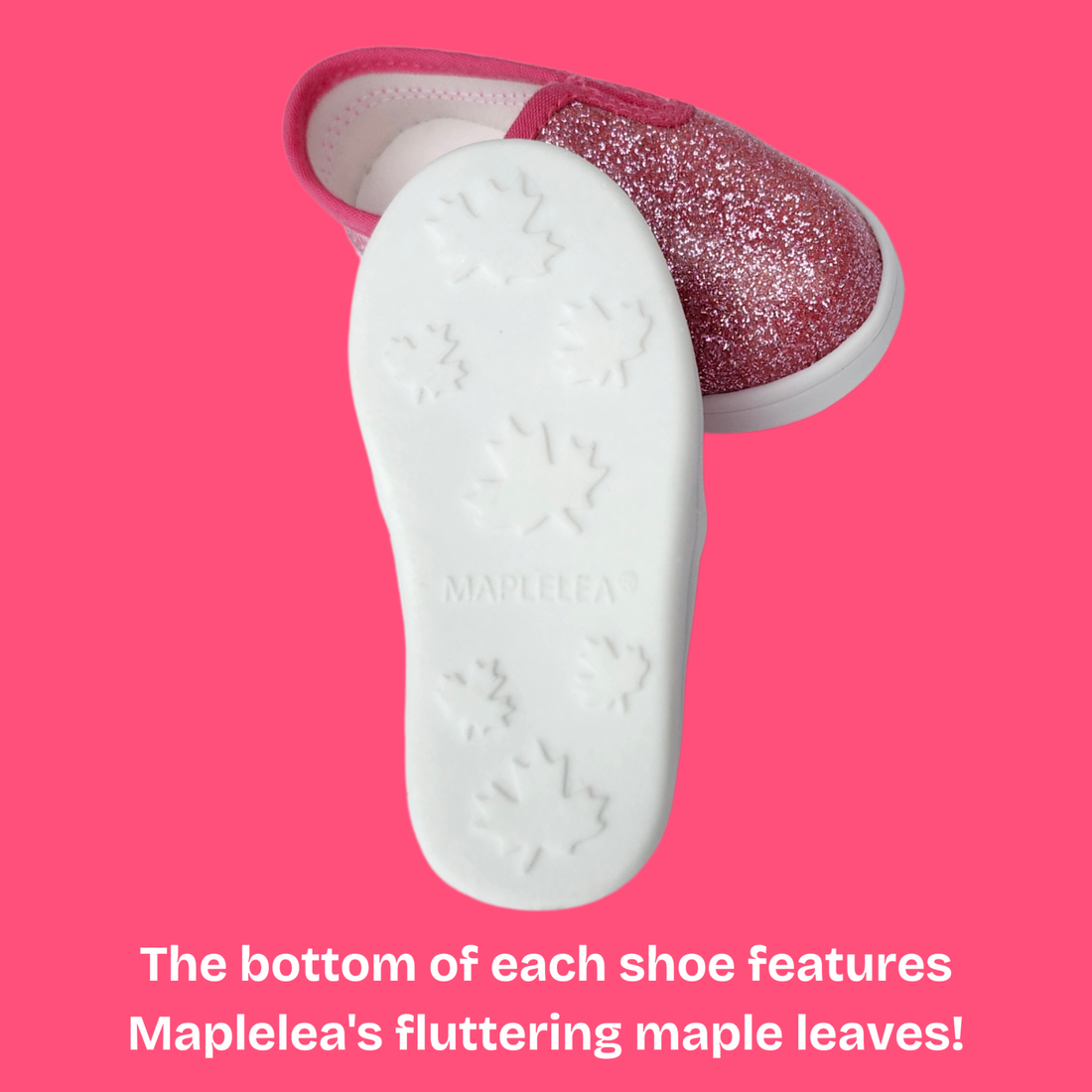 Front view of maplelea swan river slip-on doll shoes.