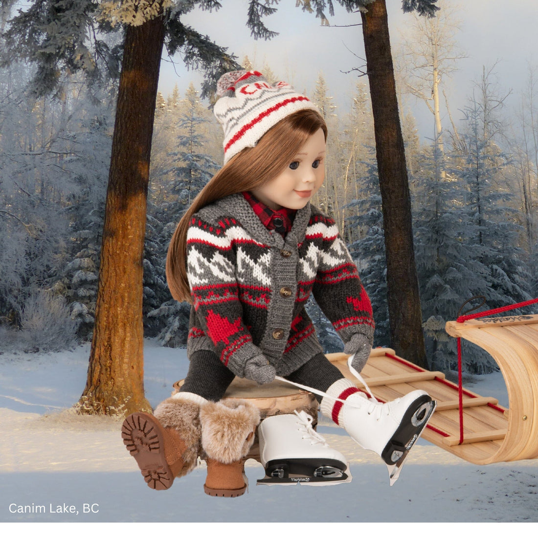 White figure skates fit all 18 inch dolls.   Amazing quality.